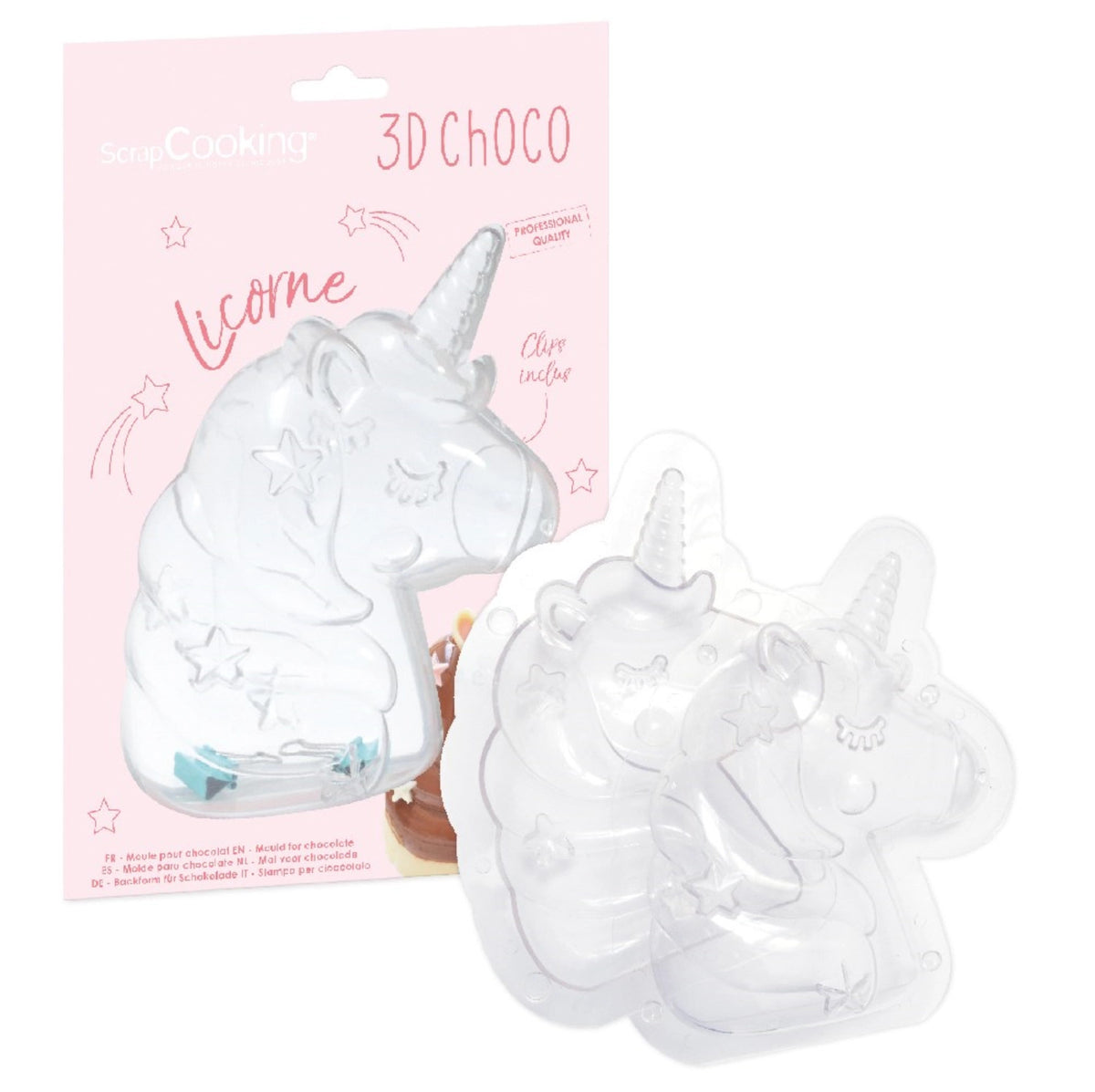 3D Schokoladenform Einhorn in Transparent präsentiert im Onlineshop von KAQTU Design AG. Backform / Backblech ist von Scrap Cooking