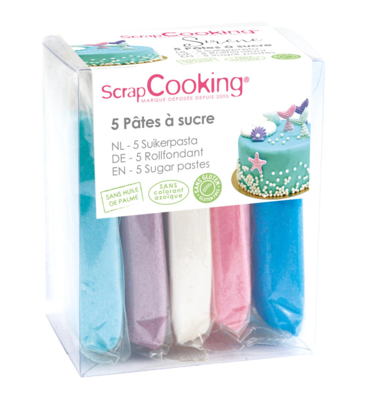 5er Set Zuckerpasten Meerjungfrau 5x80g in Mehrfarbig präsentiert im Onlineshop von KAQTU Design AG. Zutaten ist von Scrap Cooking