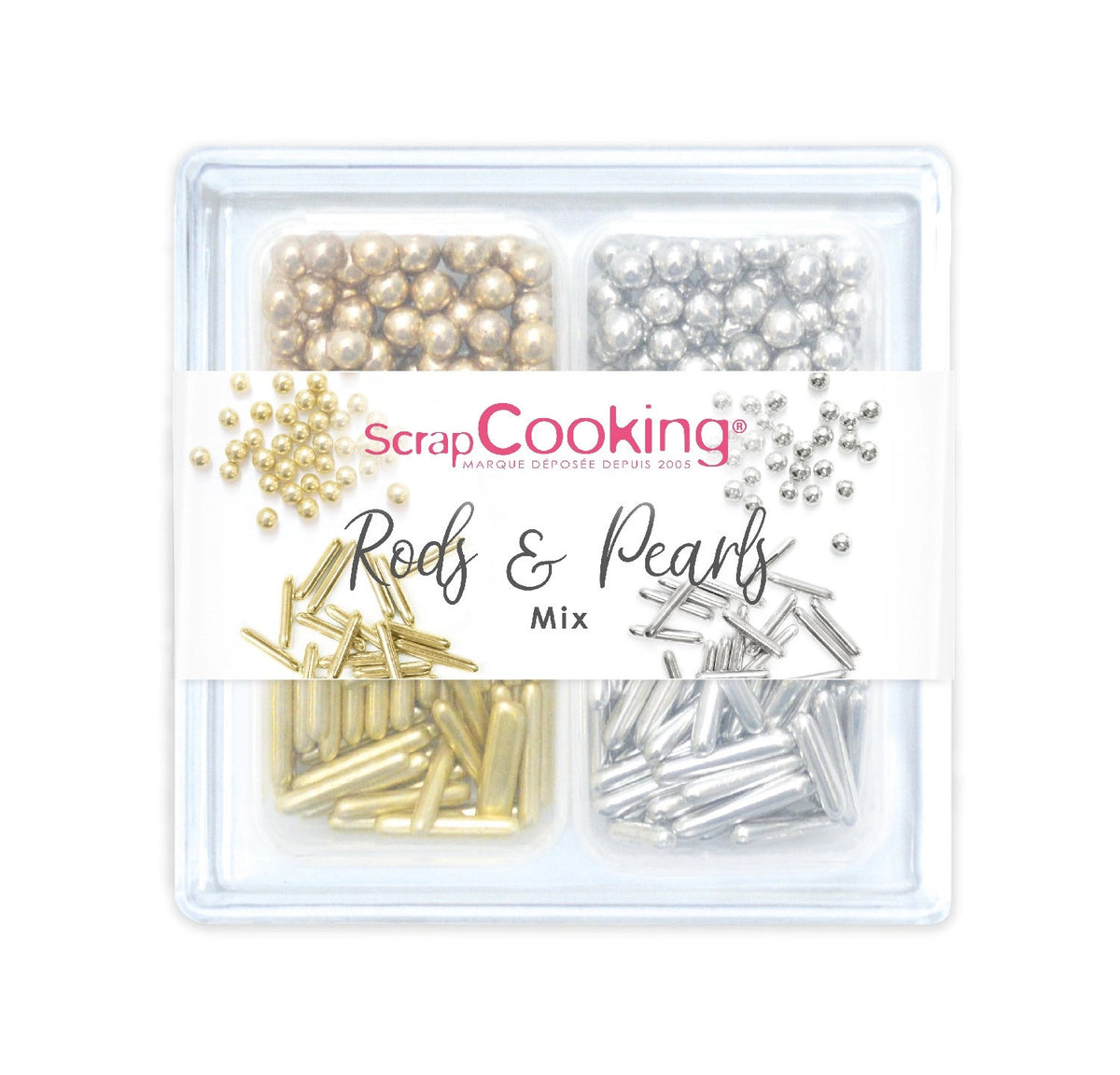 4er Set Zuckerdekors, Stäbchen und Perlen, 56g in Mehrfarbig präsentiert im Onlineshop von KAQTU Design AG. Zutaten ist von Scrap Cooking