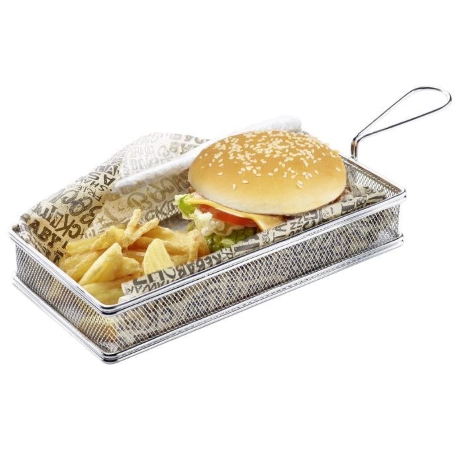 Elegantes Servierkörbchen für Tapas und Snacks, 21,5 x 9,5 x 5,5 cm, ideal für gesellige Abende und stilvolle Präsentation von Speisen.