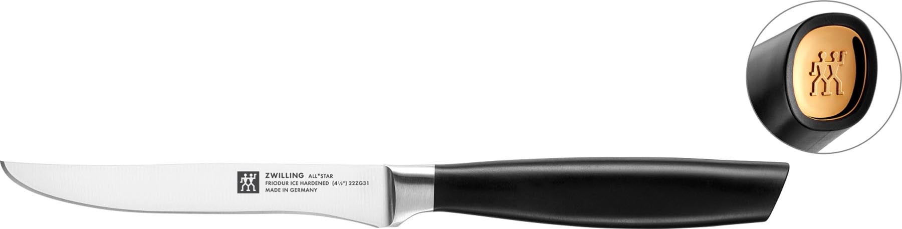 All Star Steakmesser 120, gold-poliert in Gold präsentiert im Onlineshop von KAQTU Design AG. Küchenmesser ist von Zwilling