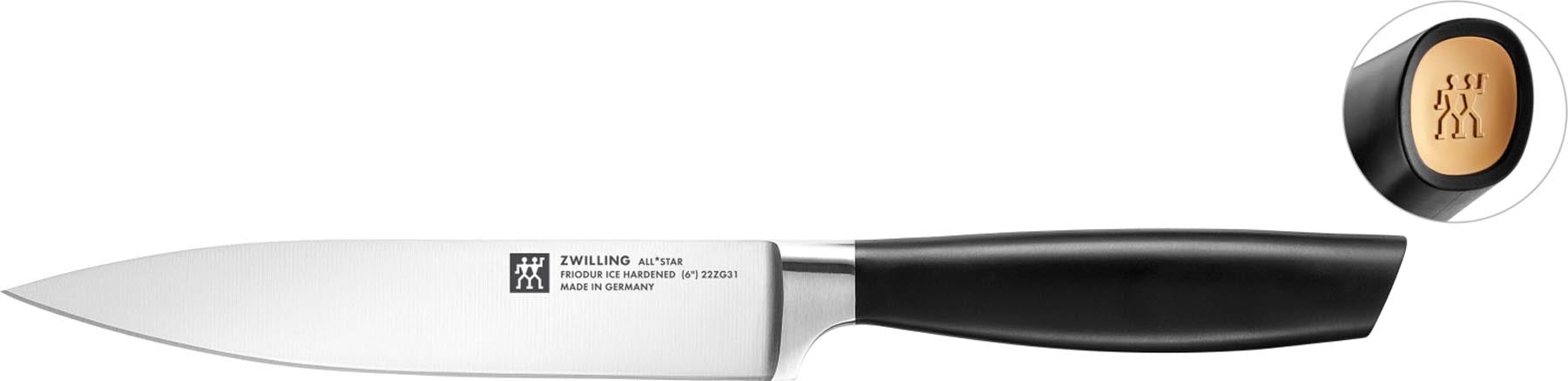 All Star Tranchiermesser 160, gold-matt in Gold präsentiert im Onlineshop von KAQTU Design AG. Küchenmesser ist von Zwilling