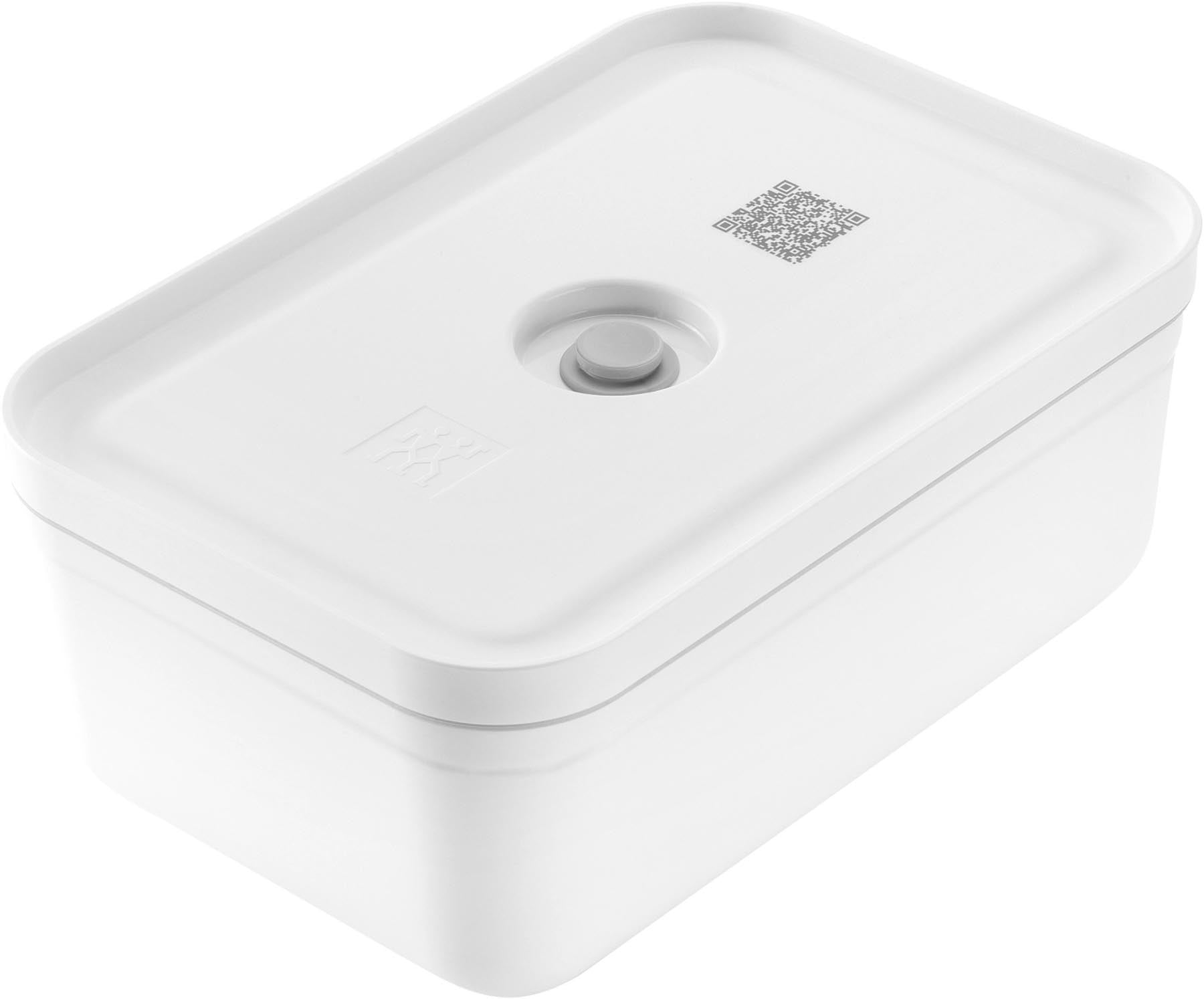 Vakuum Lunchbox in elegantem Weiß, ideal für die Aufbewahrung von Speisen, 1.6L, aus robustem Kunststoff, perfekt für unterwegs.