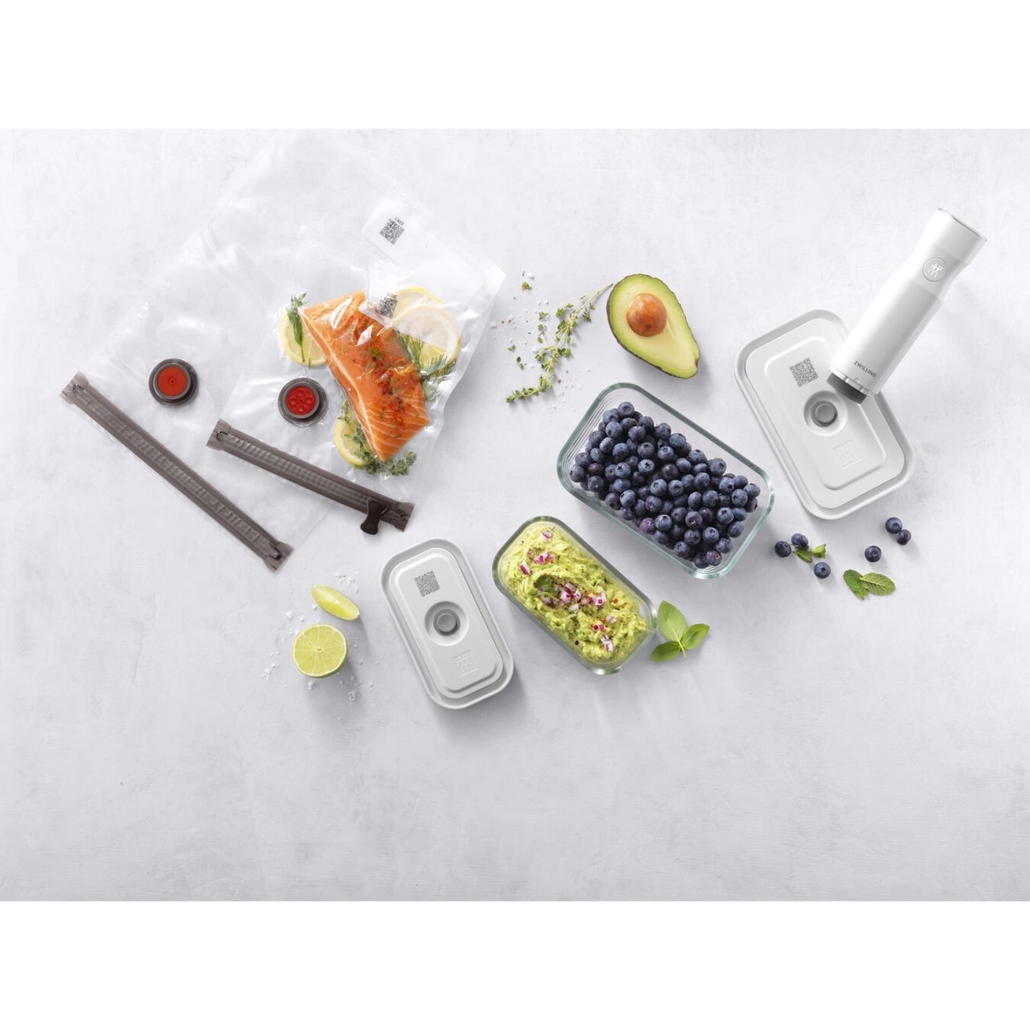 Vakuum Starterset von Zwilling Kitchen: 7-teiliges Set aus Glas mit Boxen in S/M für frische Lebensmittel und platzsparende Aufbewahrung.