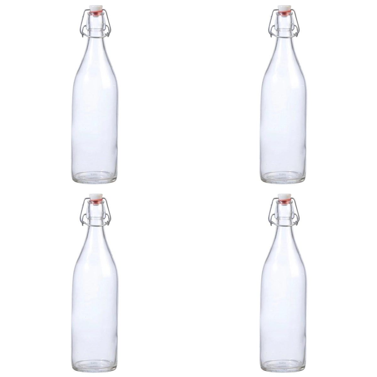 4er Set Flasche Lory 1 l  mit Porzellan-Bügelverschluss in Transparent präsentiert im Onlineshop von KAQTU Design AG. Karaffe ist von GHA