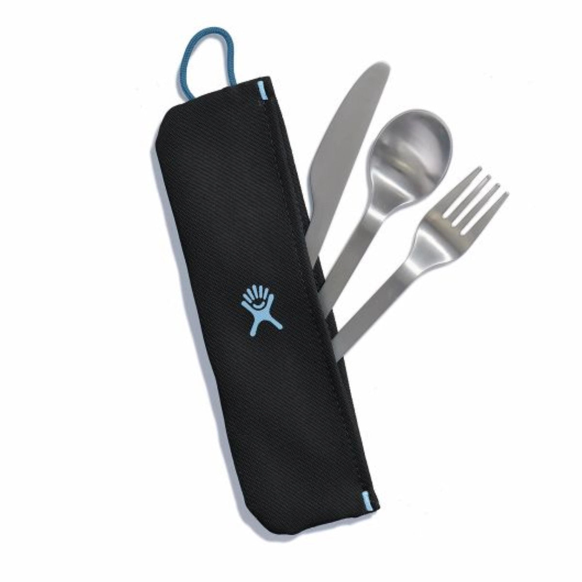 Camping Besteckset Edelstahl silber in Silber präsentiert im Onlineshop von KAQTU Design AG. Besteck ist von Hydro Flask