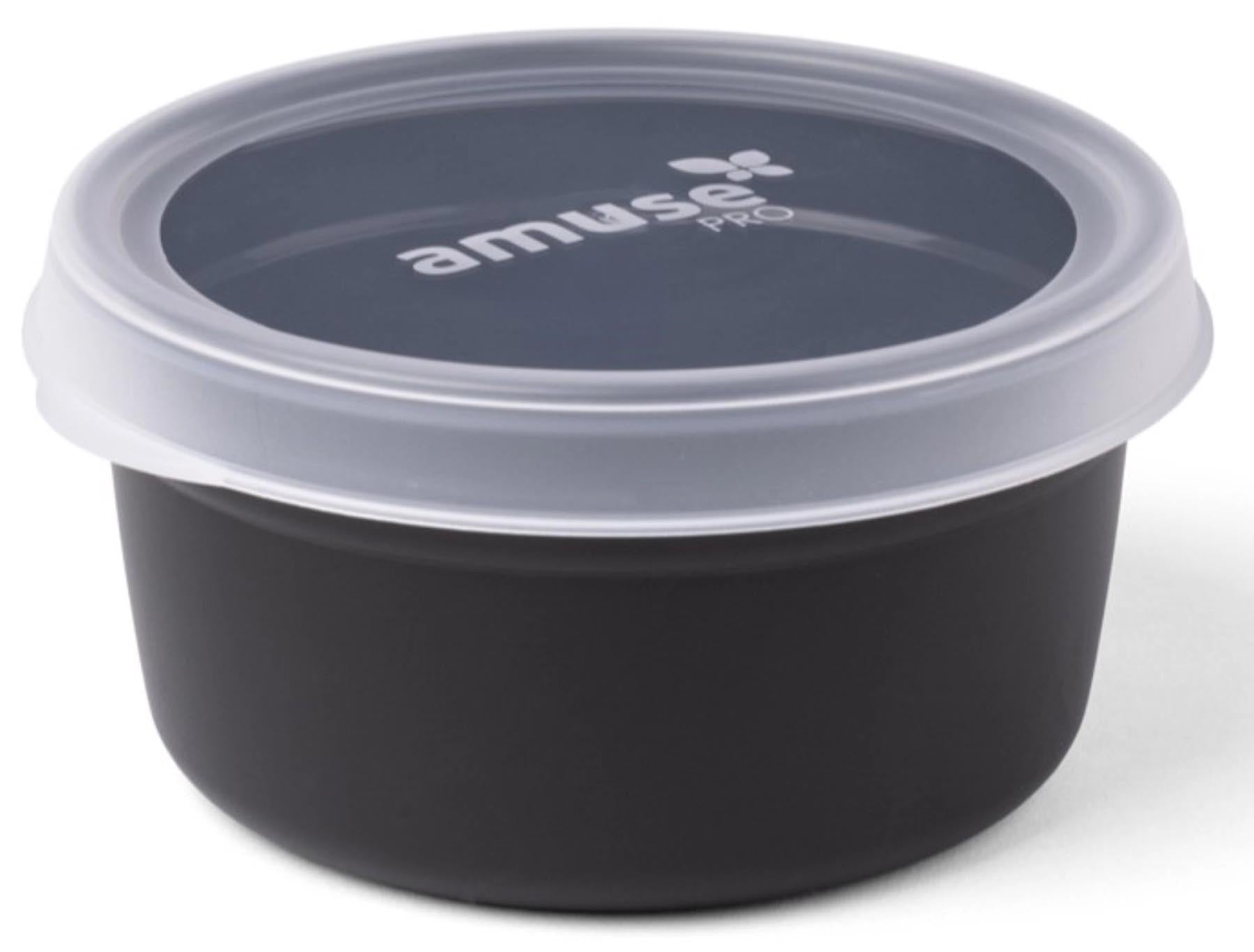 Transparenter Deckel für die runde Mehrwegschale von Amuse, passend für 250 und 500 ml, ideal für Lunchboxen und Snacks.