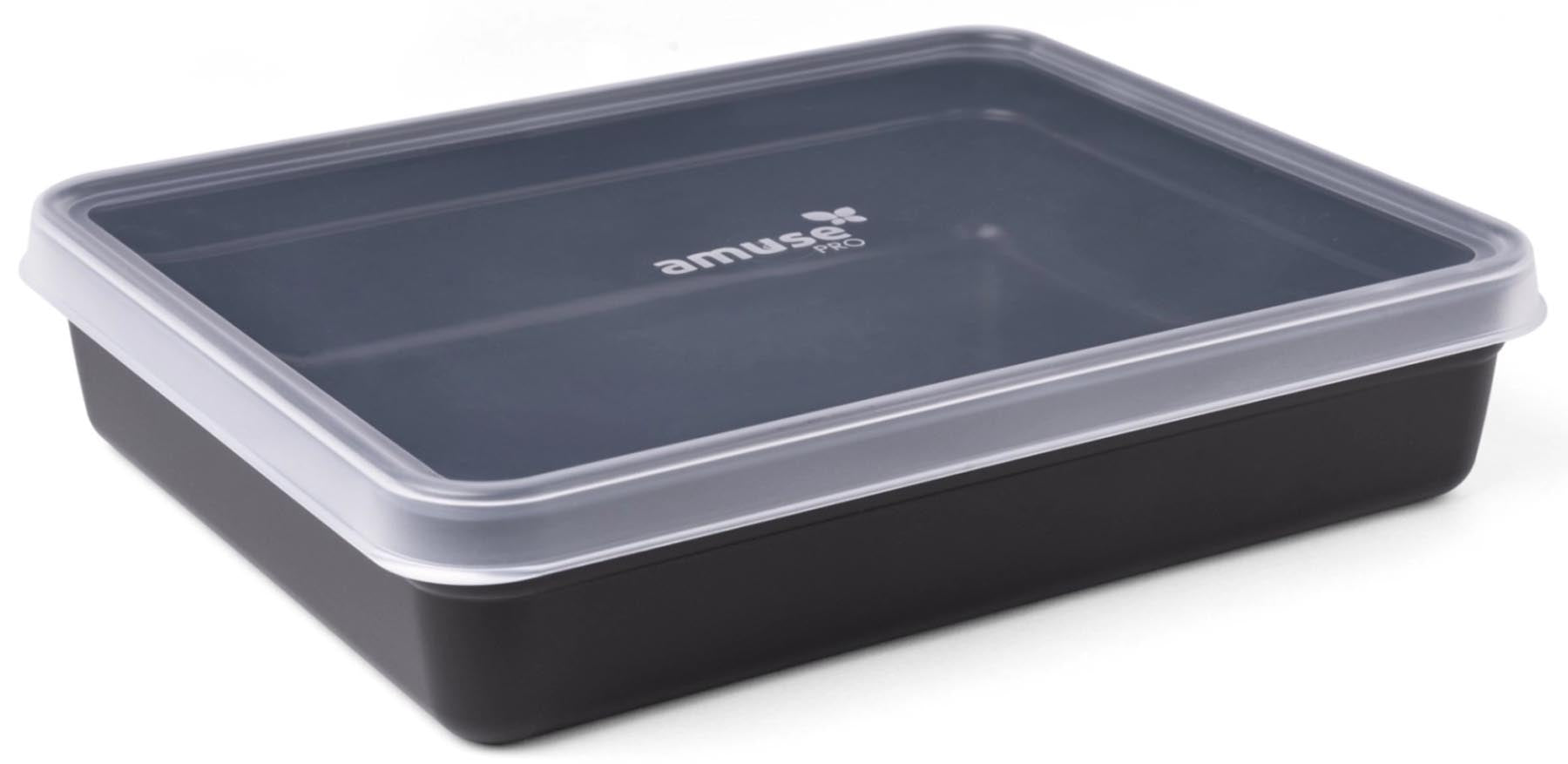 Schwarzer Deckel für die Amuse Mehrwegschale L, ideal für Lunchboxen, bietet eine praktische und stilvolle Lösung für unterwegs.