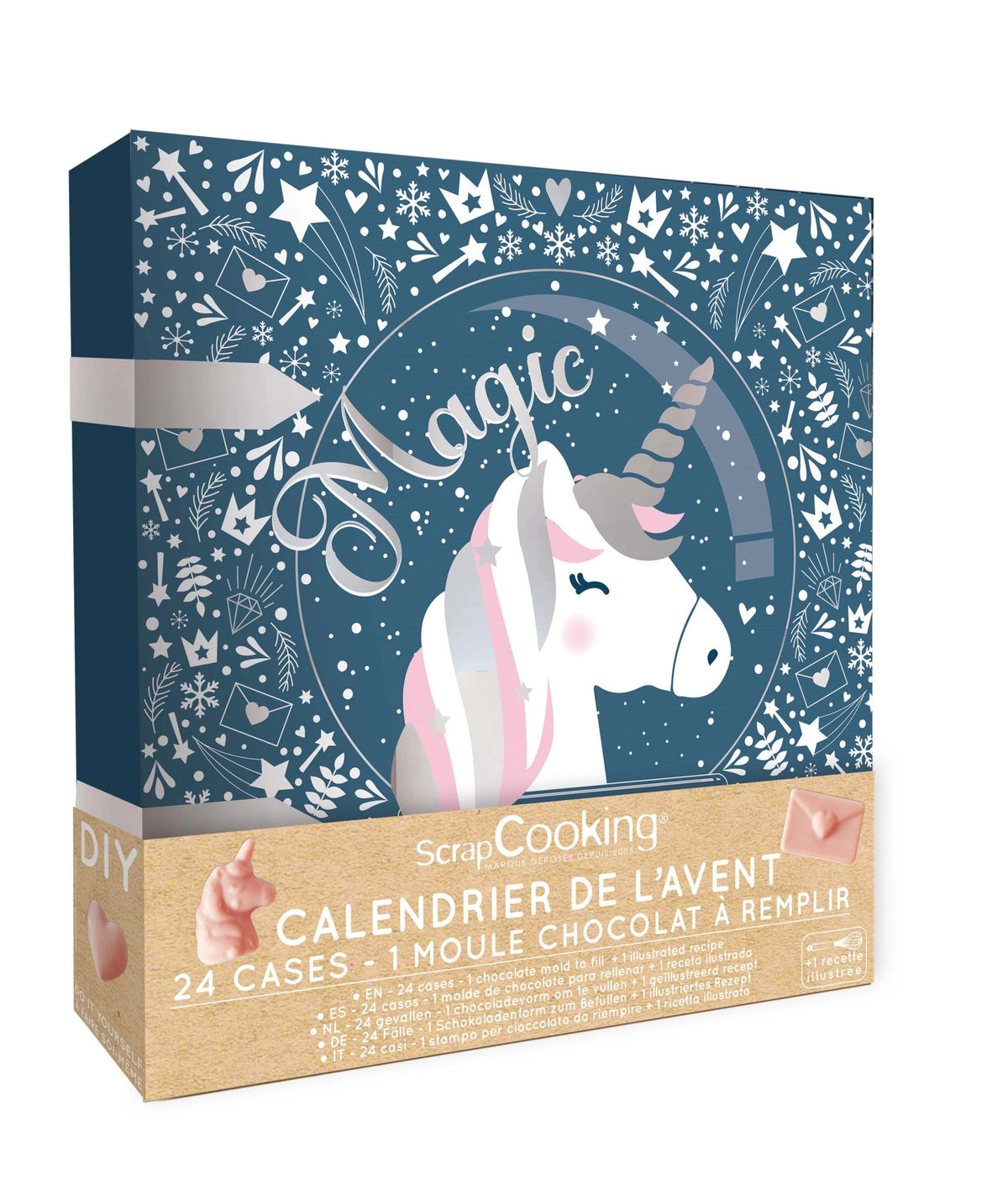 Adventskalender mit Schokogiessformen Einhorn in Blau präsentiert im Onlineshop von KAQTU Design AG. Backutensilien ist von Scrap Cooking