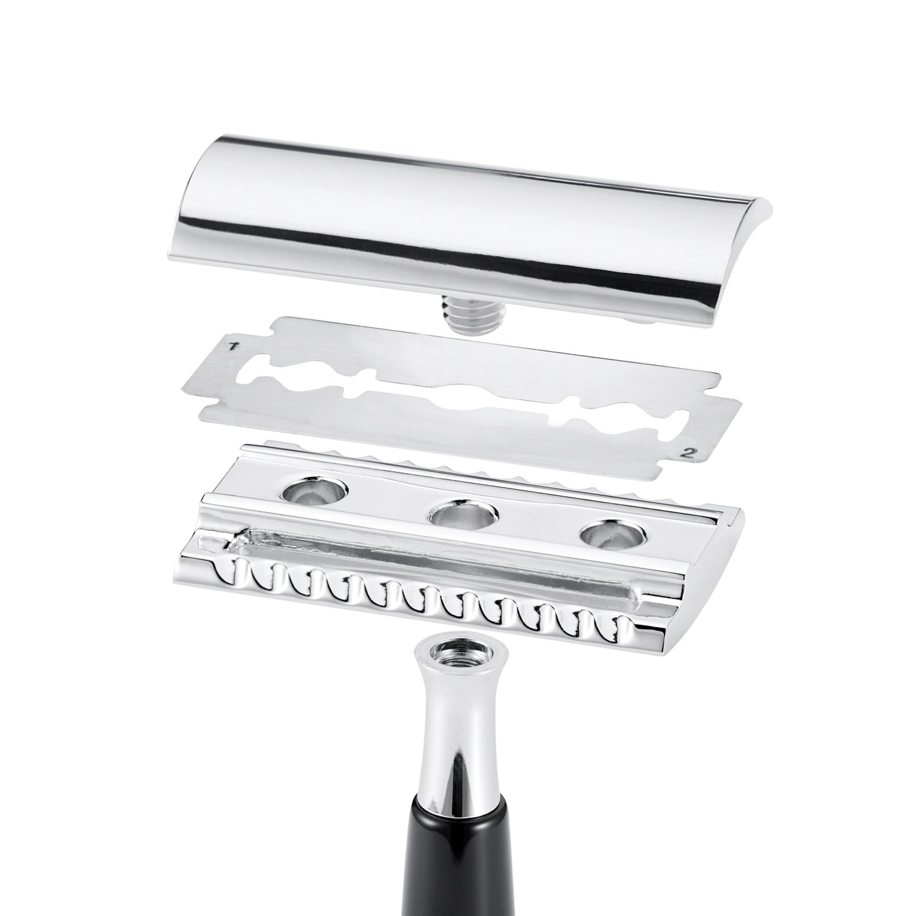 Eleganter schwarzer Rasierhobel von Zwilling Beauty, perfekt für eine präzise Rasur und ein gepflegtes Erscheinungsbild.