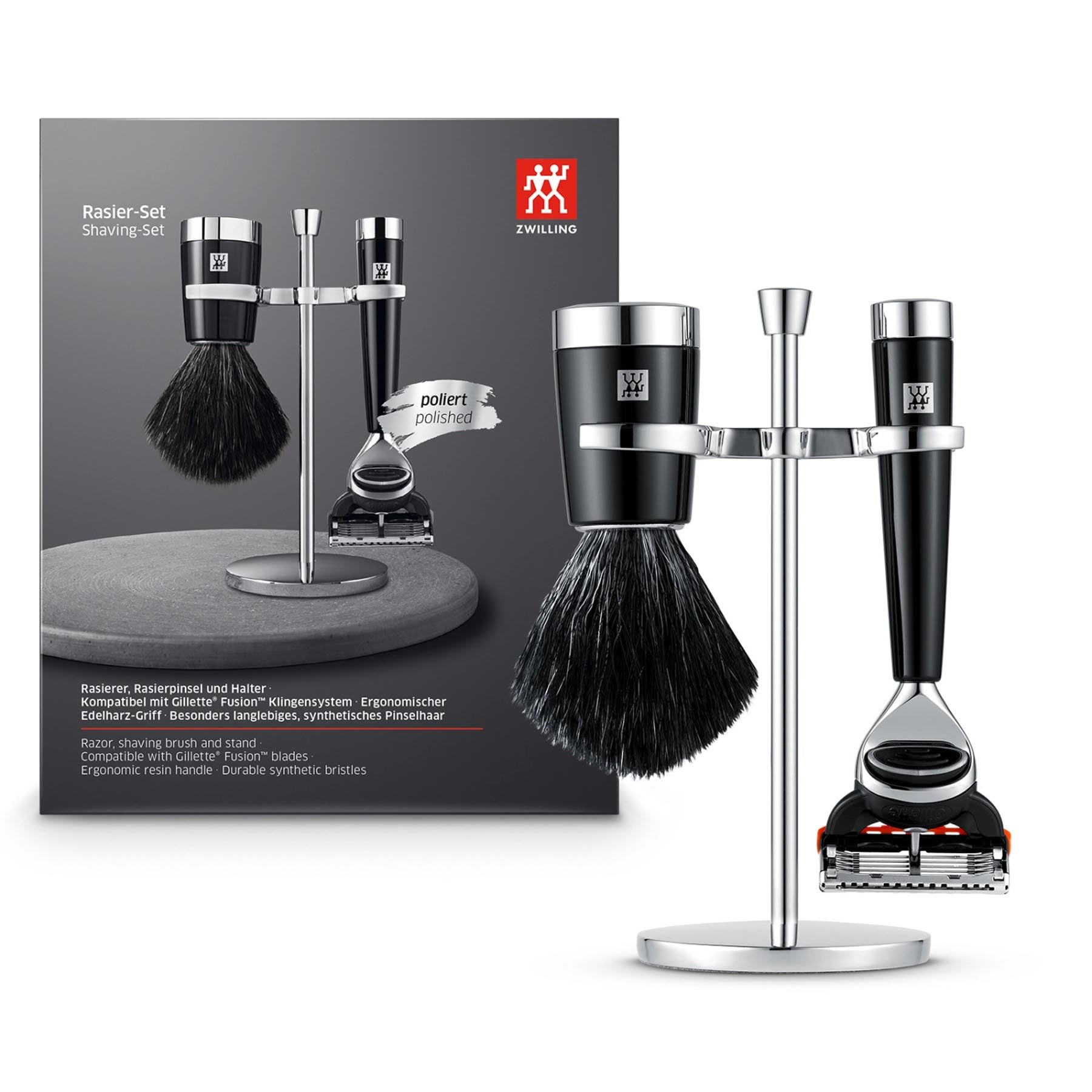 Elegantes Classic Rasier Set von Zwilling Beauty in stilvollem Schwarz, ideal für eine sanfte und gründliche Rasur zu Hause.