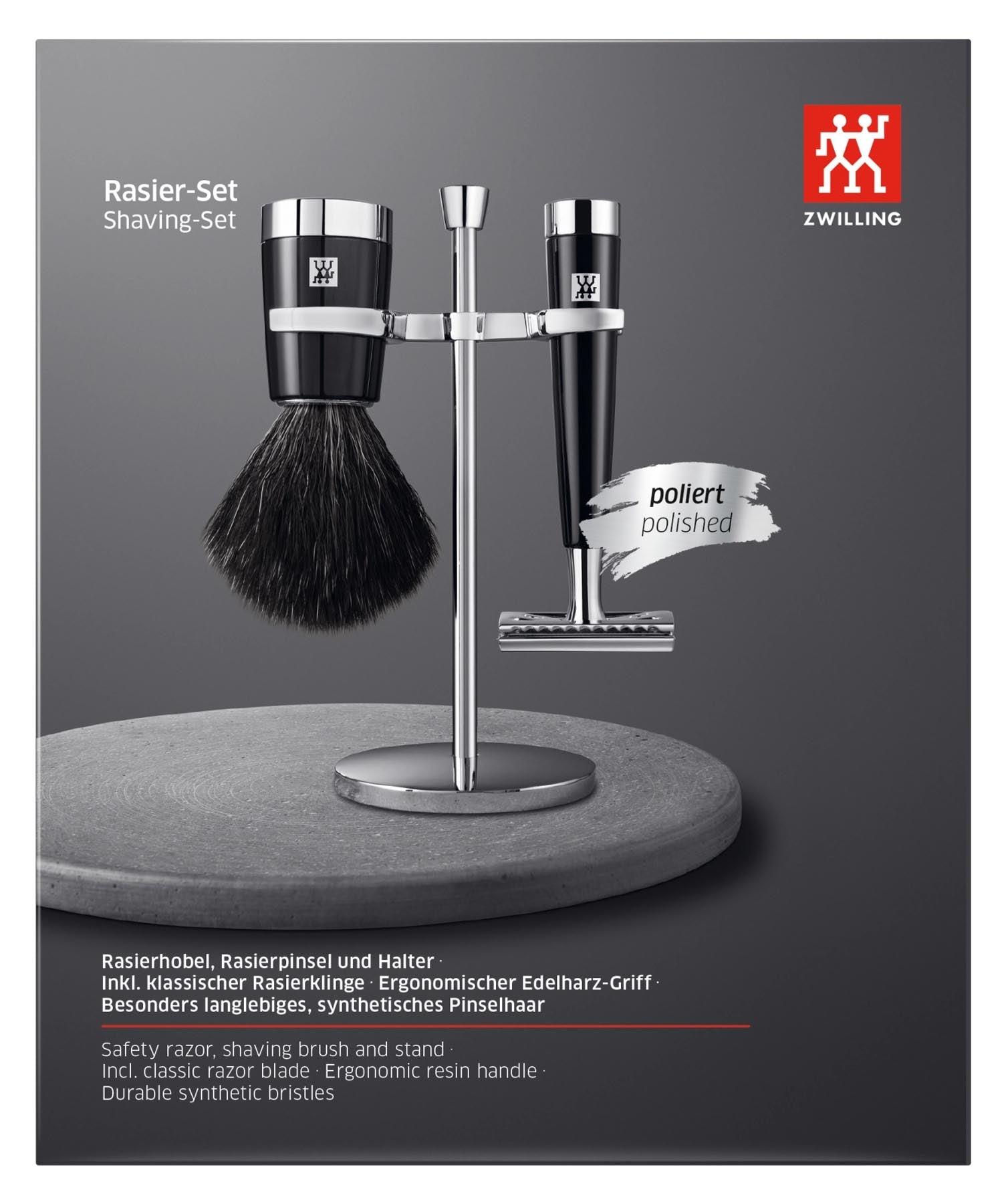 Elegantes Classic Rasier Set von Zwilling Beauty, bestehend aus einem Rasierhobel und Zubehör für eine perfekte Rasur und Pflege.