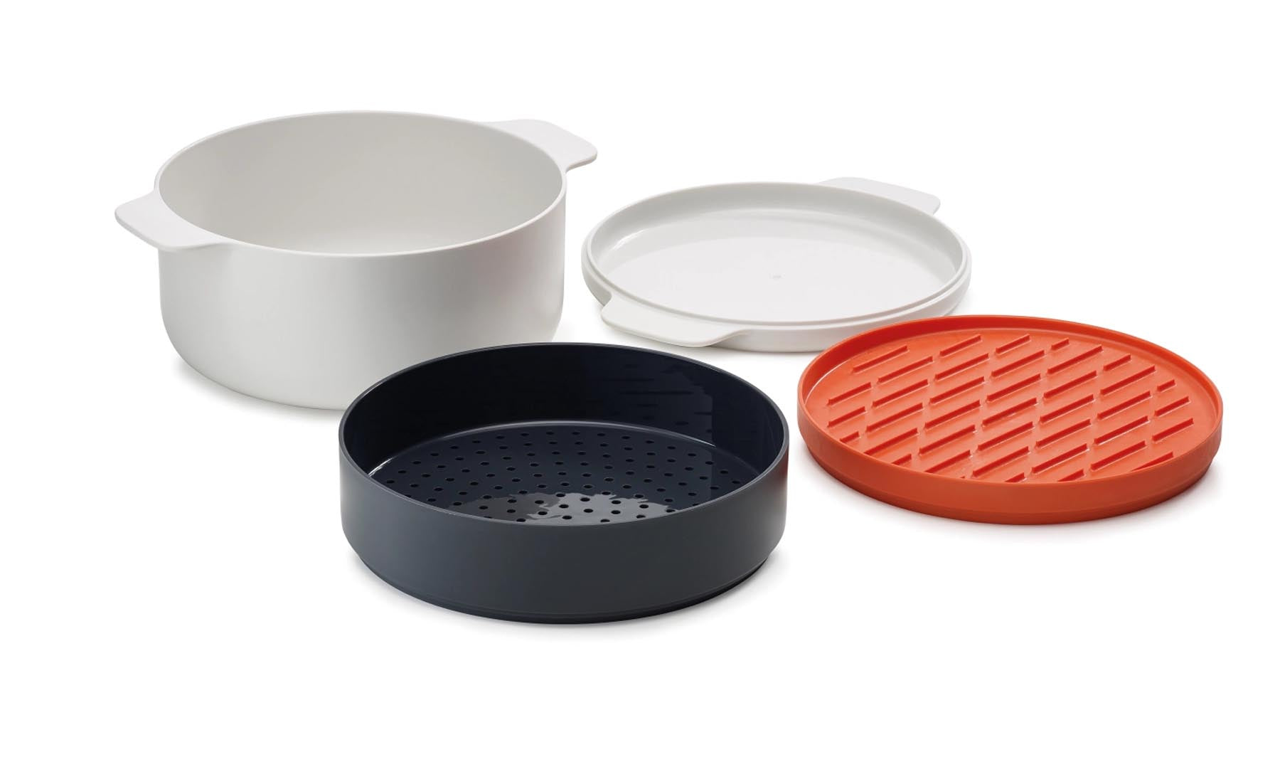 4er Set M-Cuisine Mikrowellenkocher grau orange in Mehrfarbig präsentiert im Onlineshop von KAQTU Design AG. Kochbesteck ist von Joseph Joseph