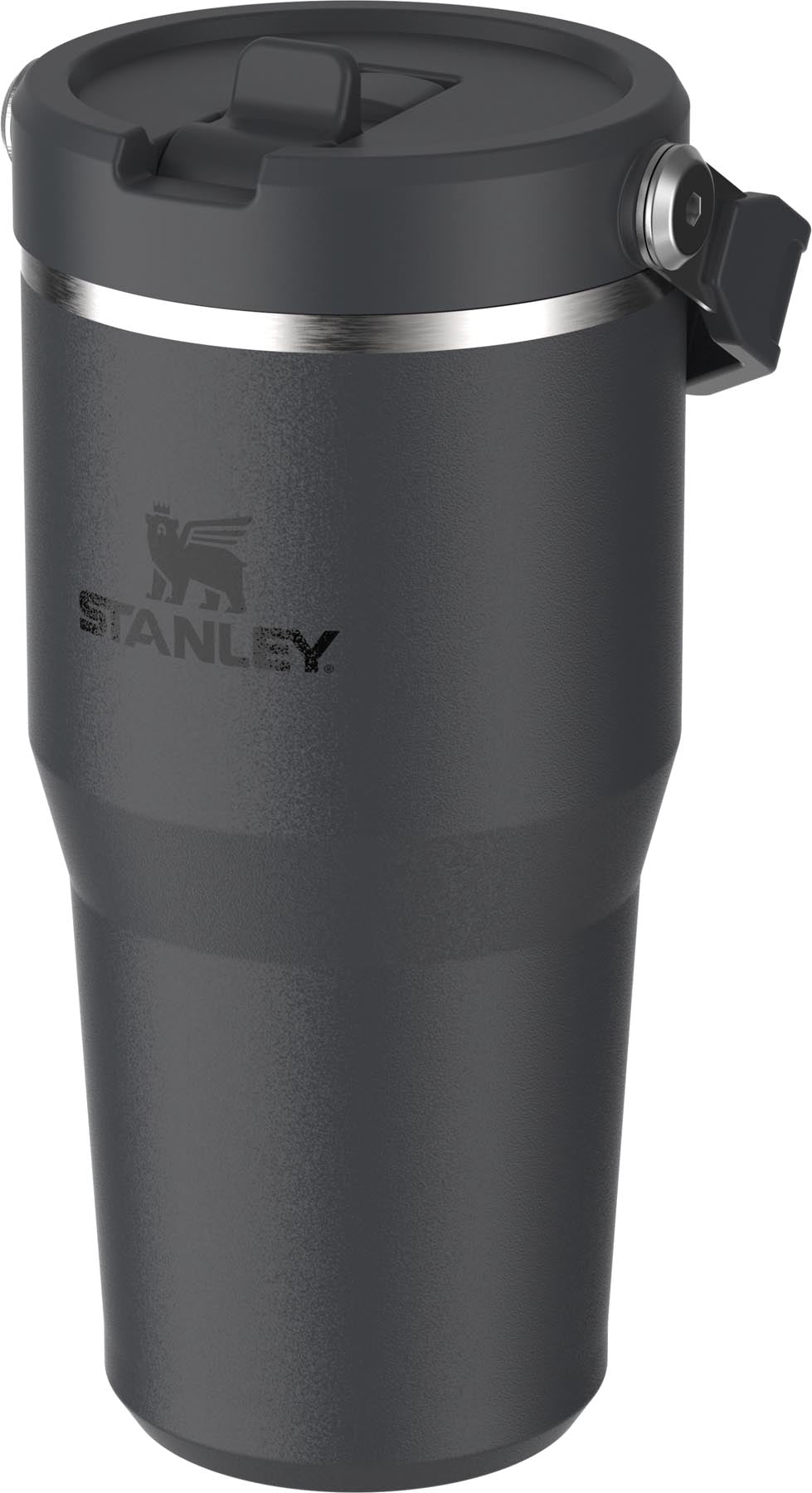 Stylischer Stanley IceFlow Flip Straw Becher in Schwarz, 0.6l, ideal für kalte Getränke und unterwegs. Perfekt für aktive Lebensstile.