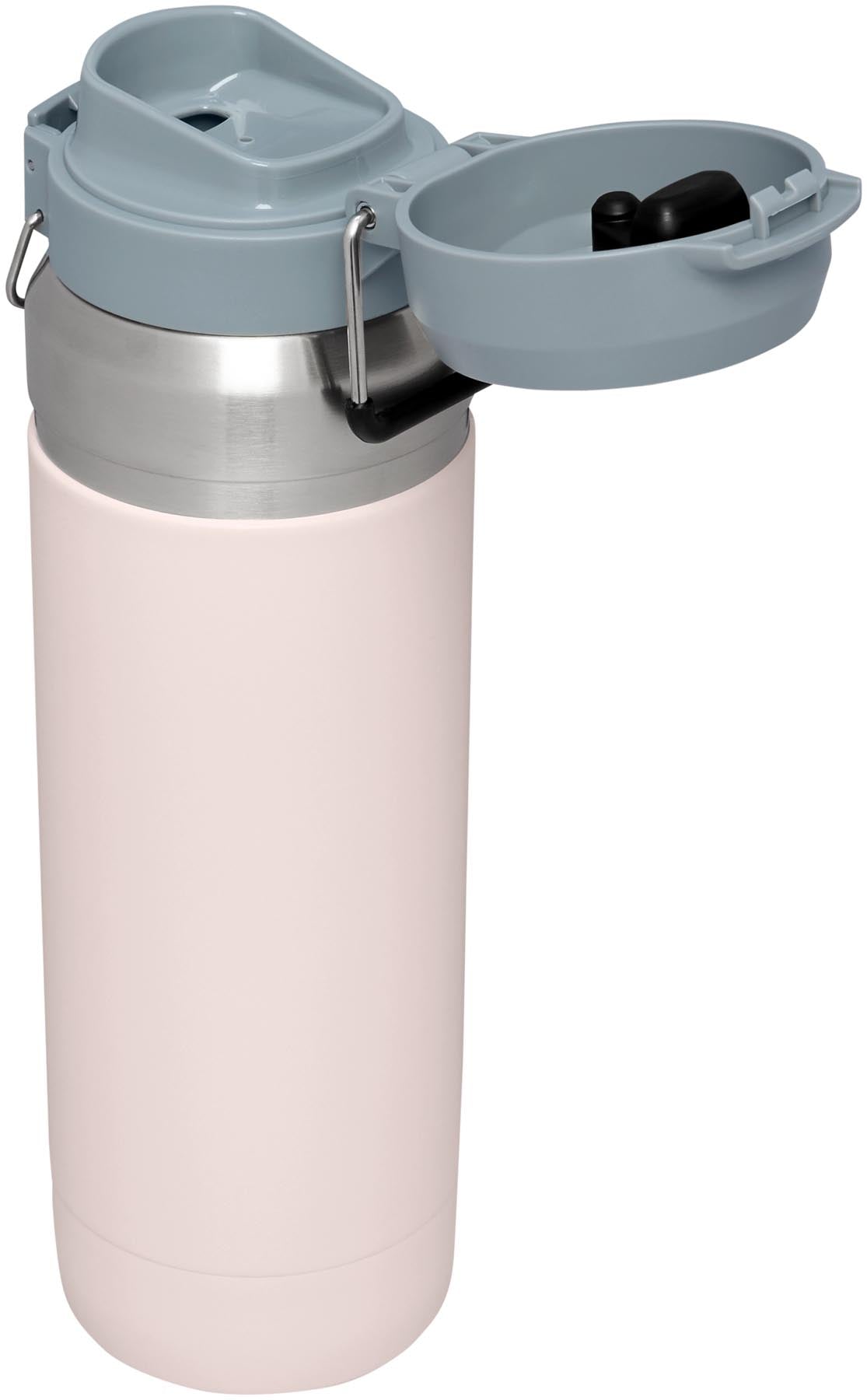 Stylische Quick-Flip Wasserflasche in zartem Rose Quartz von Stanley, ideal für unterwegs und perfekt für Hydration im Alltag.