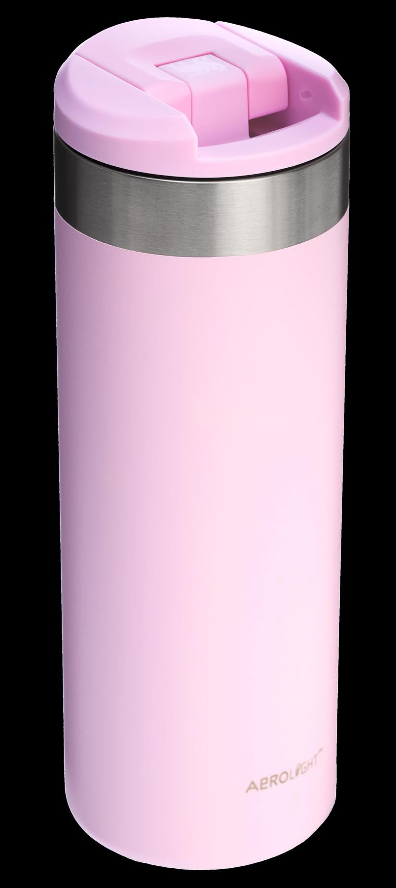 Elegante AeroLight Transit Mug in zartem Kirschblütenrosa, ideal für unterwegs. Hochwertige Thermosflasche von Stanley für heiße und kalte Getränke.