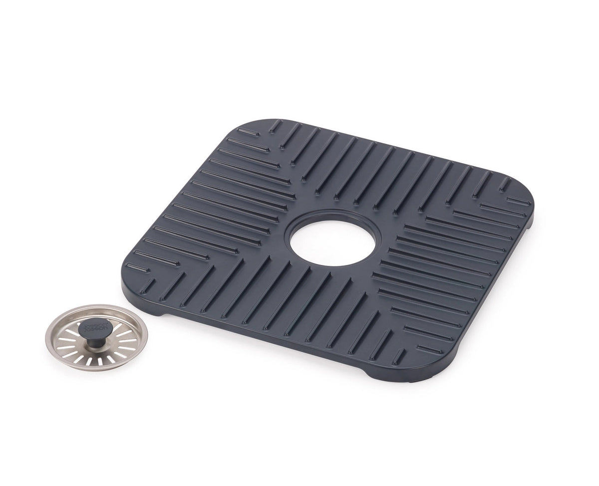 SinkShield Abtropfmatte mit Abfluss S 30x30cm ABS in Grau präsentiert im Onlineshop von KAQTU Design AG. Küchenhelfer ist von Joseph Joseph