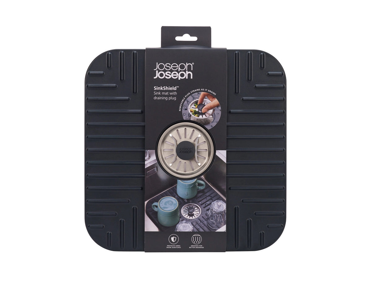 SinkShield Abtropfmatte mit Abfluss S 30x30cm ABS in Grau präsentiert im Onlineshop von KAQTU Design AG. Küchenhelfer ist von Joseph Joseph