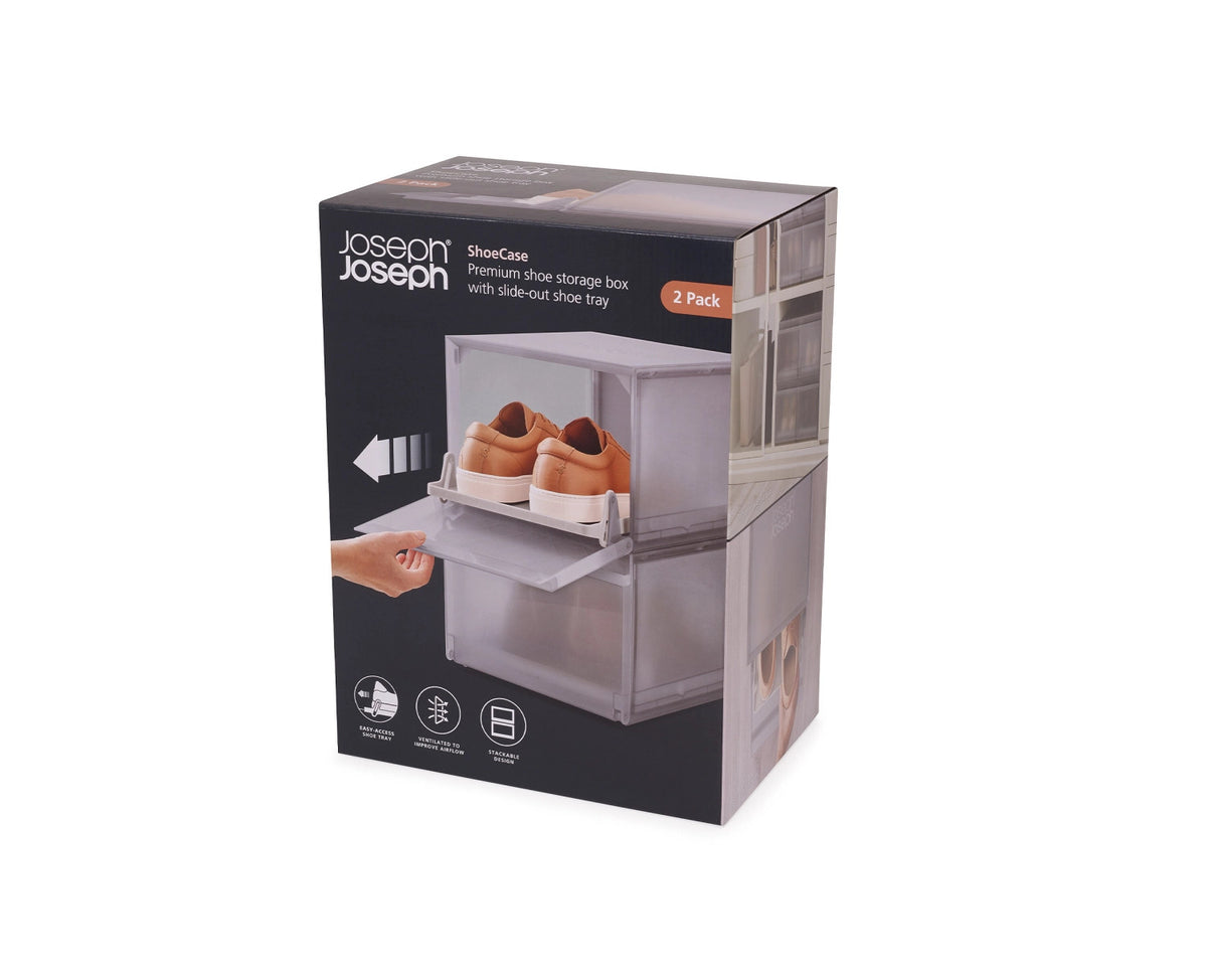 2er Set ShoeCase Schuhschrank PP 22x28x36cm grau in Grau präsentiert im Onlineshop von KAQTU Design AG. Schuhregal ist von Joseph Joseph
