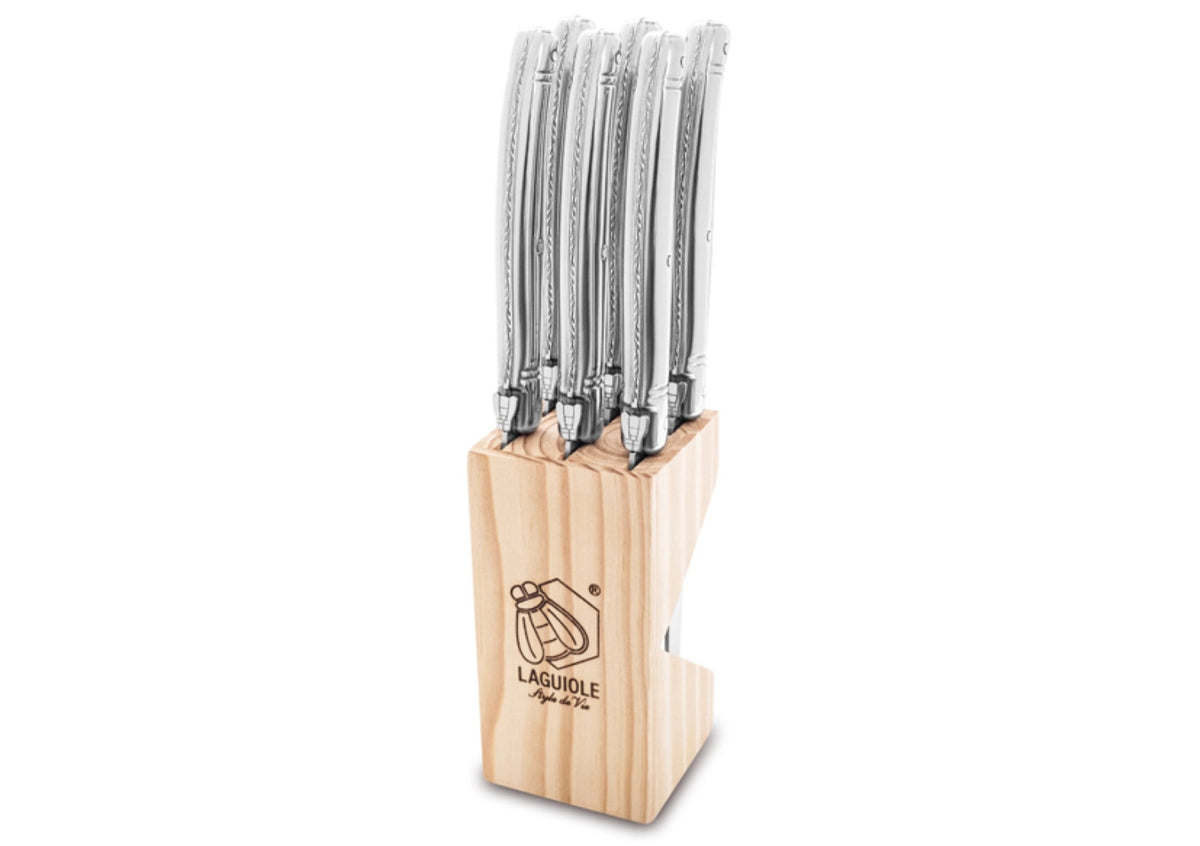 Laguiole Premium Line Steakmesser rostfreier Stahl 1.8mm in Silber präsentiert im Onlineshop von KAQTU Design AG. Küchenmesser ist von Laguiole Style de Vie