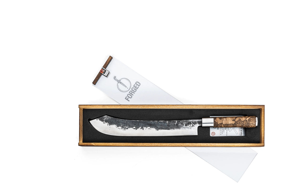 VG10 Metzgermesser 25cm in Gelb präsentiert im Onlineshop von KAQTU Design AG. Küchenmesser ist von Forged