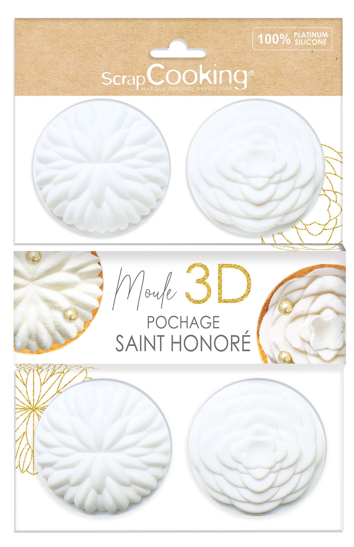 4er Set Silikon Backform für Saint-Honoré klein D7cm in Weiss präsentiert im Onlineshop von KAQTU Design AG. Backform / Backblech ist von Scrap Cooking