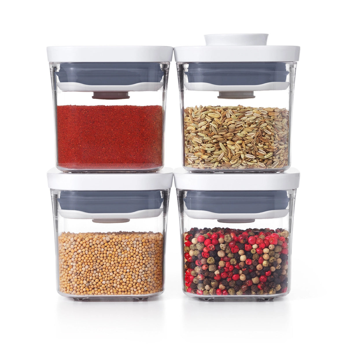 4er Set Good Grips Pop Aufbewahrungsbox Mini 190ml in Transparent präsentiert im Onlineshop von KAQTU Design AG. Aufbewahrungsbehälter ist von OXO
