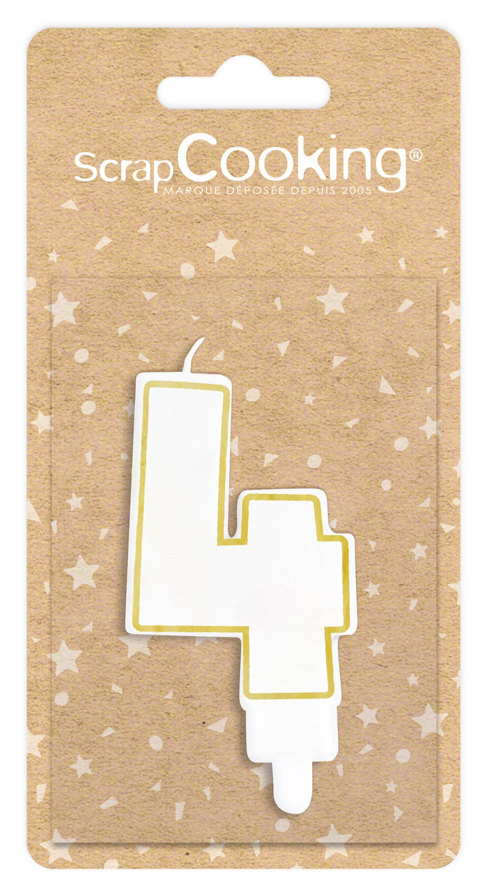 Kerze Nummer 4 weiss mit Goldrand 8cm in Gold präsentiert im Onlineshop von KAQTU Design AG. Kerzen ist von Scrap Cooking