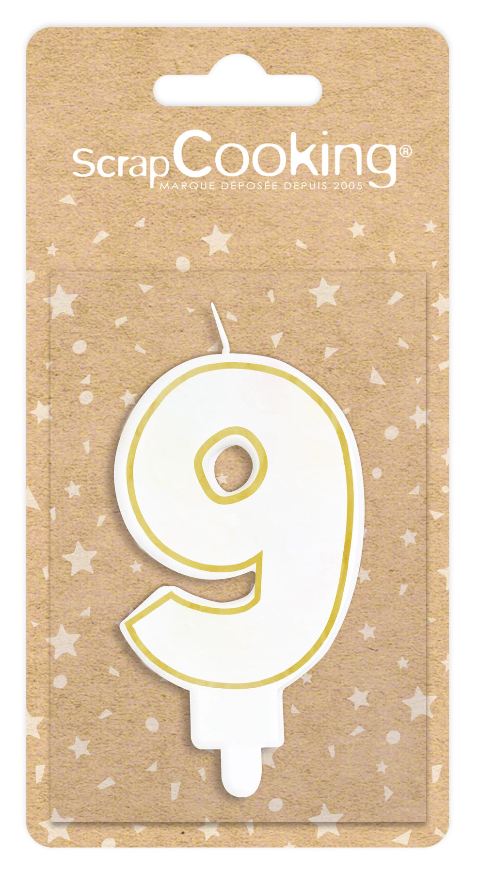 Kerze Nummer 9 weiss mit Goldrand 8cm in Gold präsentiert im Onlineshop von KAQTU Design AG. Kerzen ist von Scrap Cooking