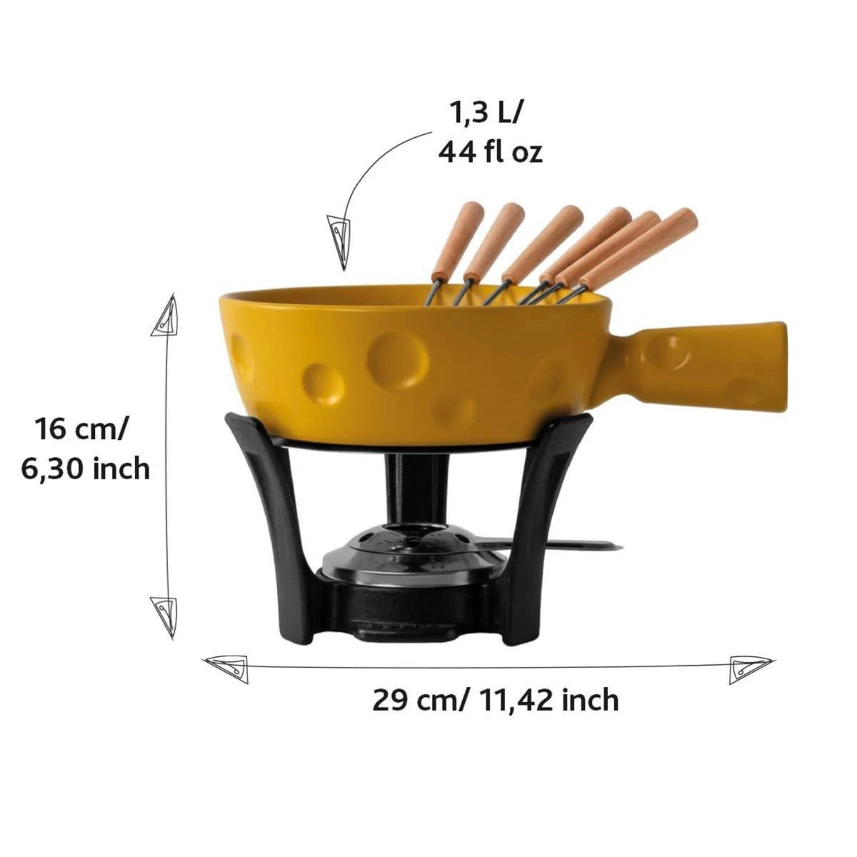 Fondue-Set Super Cheesy 1.3lt in Gelb präsentiert im Onlineshop von KAQTU Design AG. Geschirr ist von Boska