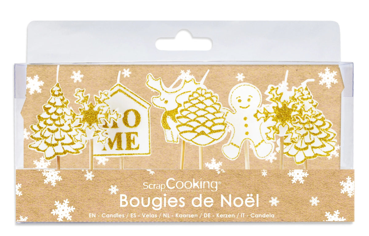 8er Set Kerzen Weihnachten gold/weiss in Gold präsentiert im Onlineshop von KAQTU Design AG. Kerzen ist von Scrap Cooking