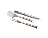 3-Piece Set: GrillOut BBQ Spatula, Tongs, and Fork (Stainless Steel)