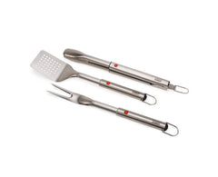3-Piece Set: GrillOut BBQ Spatula, Tongs, and Fork (Stainless Steel)