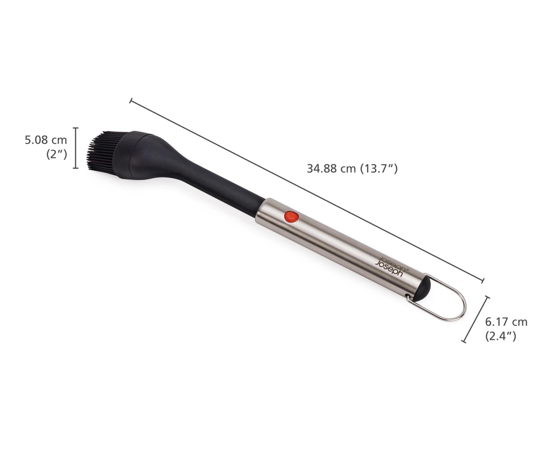 Vielseitiger Grillpinsel von Joseph Joseph mit einziehbarem Silikonkopf, ideal für gleichmäßiges Auftragen von Marinade und Saucen.