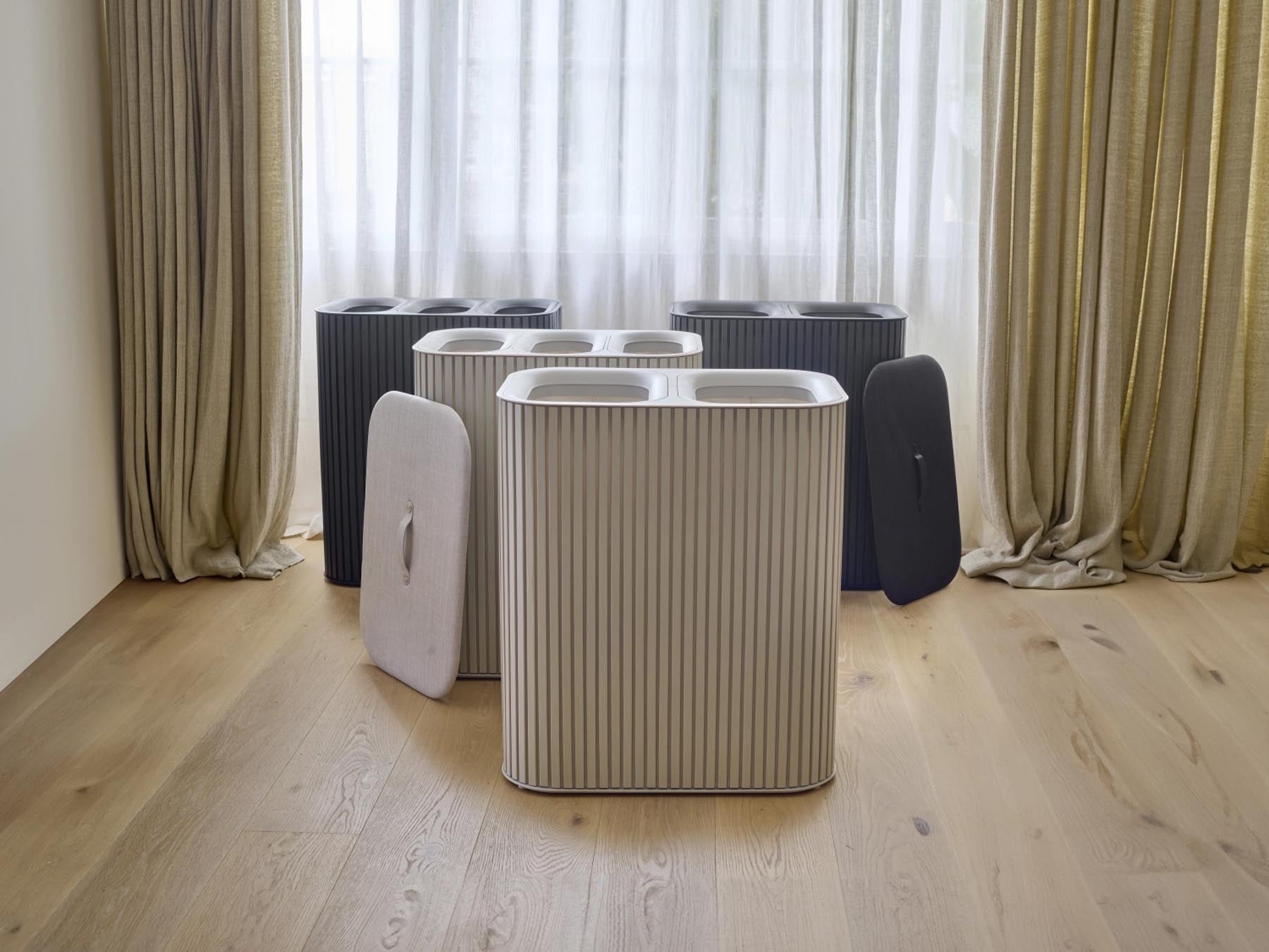 Eleganter Wäschekorb Tota Twin Luxe in Ecru, 90 l, ideal für die stilvolle Organisation von Wäsche und Haushaltsgegenständen von Joseph Joseph.