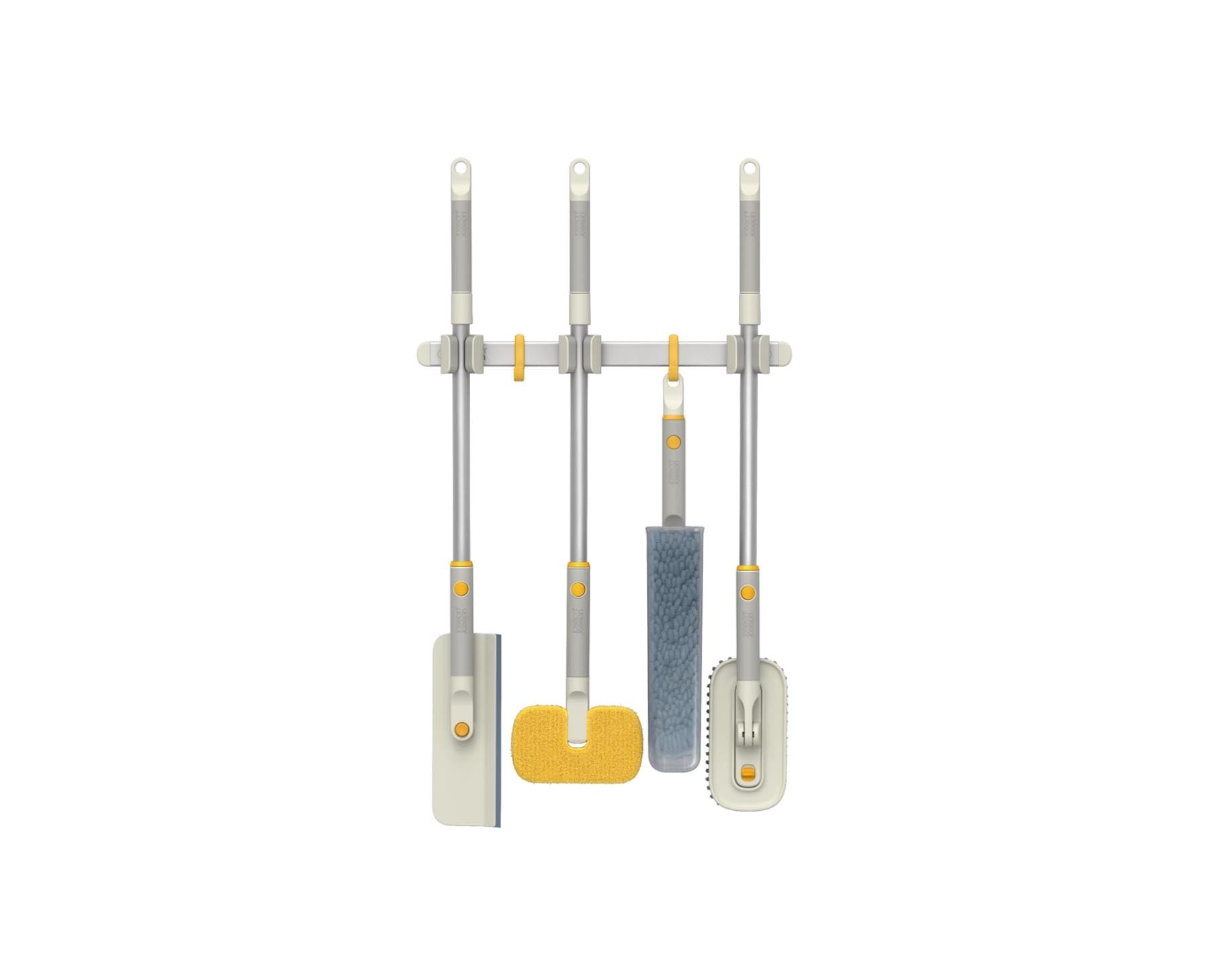 Stylische CleanTech Halterung in Silber, 49x7cm, zur übersichtlichen Organisation von Reinigungsgeräten wie Besen und Mopps.