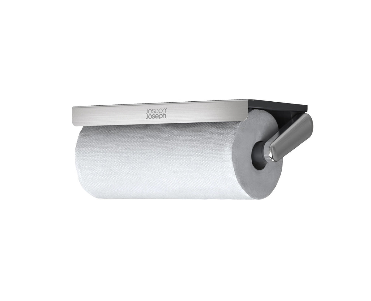 RollGrip Küchenrollenhalter für Unterablage ausziehbar in Schwarz präsentiert im Onlineshop von KAQTU Design AG. Papierrollenhalter ist von Joseph Joseph