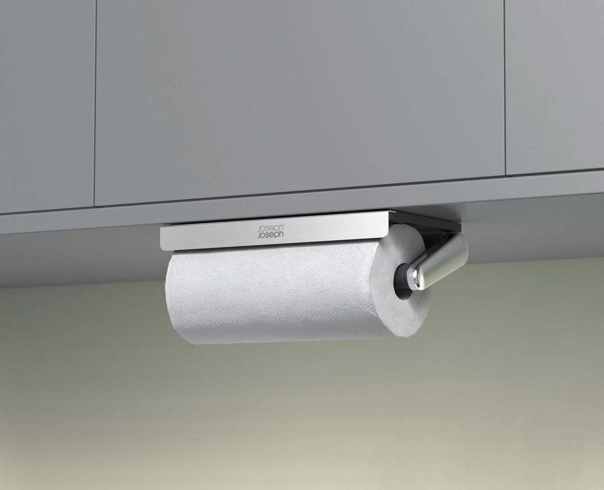 RollGrip Küchenrollenhalter für Unterablage ausziehbar in Schwarz präsentiert im Onlineshop von KAQTU Design AG. Papierrollenhalter ist von Joseph Joseph