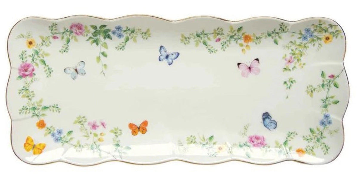 Dancing Butterflies Servierplatte 36x14.5cm Porzellan in Mehrfarbig präsentiert im Onlineshop von KAQTU Design AG. Schale ist von Easy Life