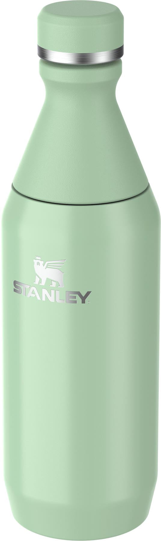 Stilvolle 0.35l Thermosflasche in Pistazienfarbe mit glänzendem Finish, ideal für die Aufbewahrung von Getränken bei jedem Abenteuer.