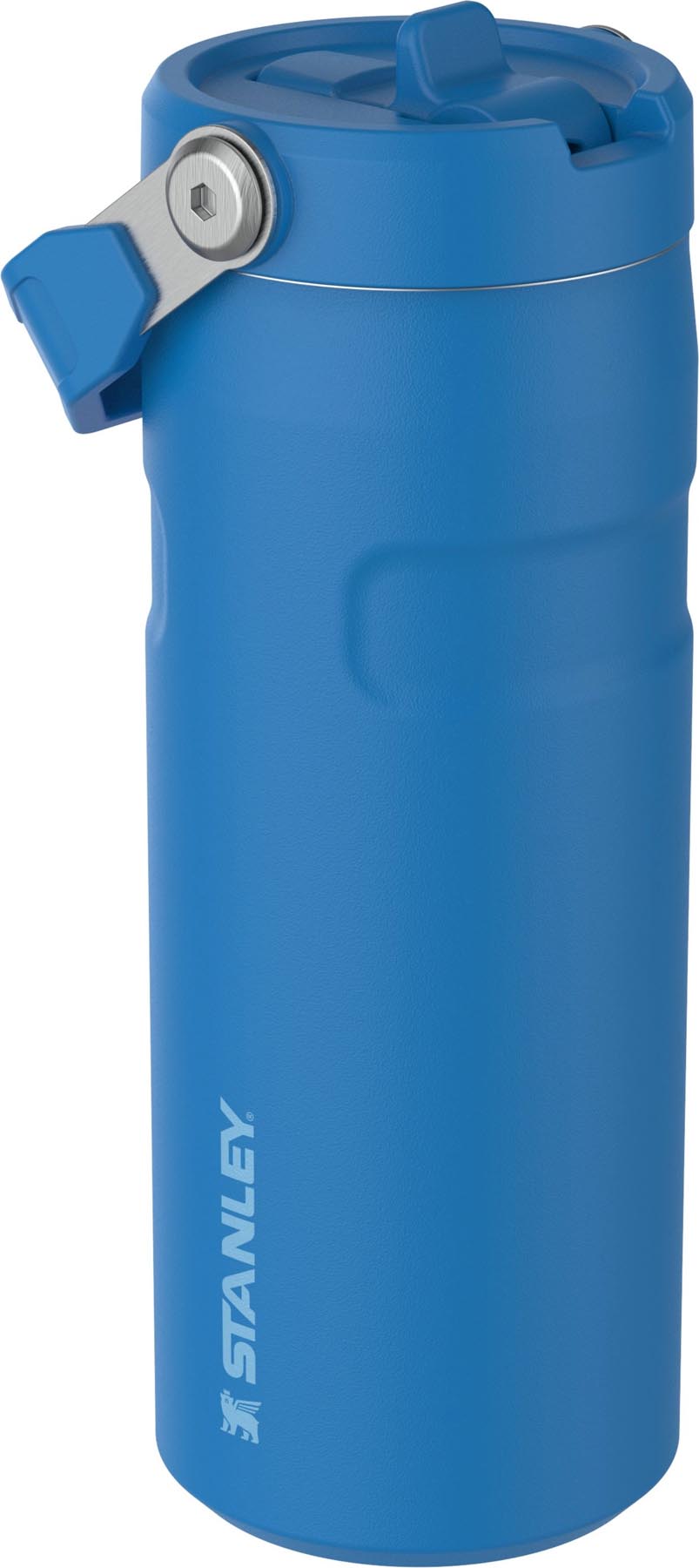 Stylische Stanley Thermosflasche in Azure mit Flip Straw, ideal für unterwegs. Perfekte Größe von 0.47l für erfrischende Getränke.