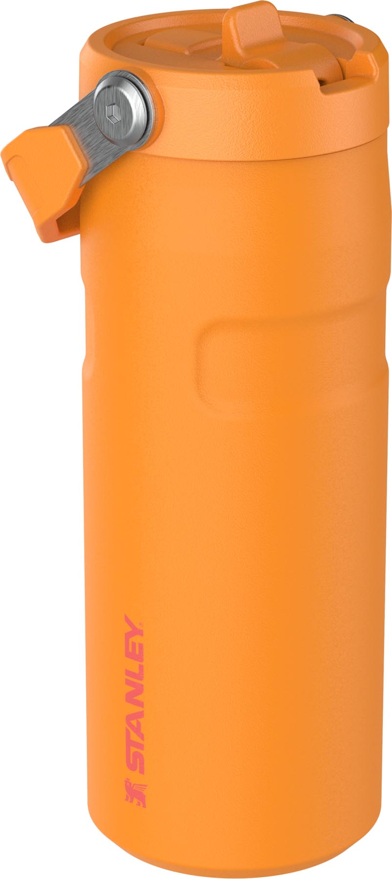 Stylische Stanley Thermosflasche in goldenrod coral mit Flip Straw, ideal für unterwegs. Perfekte Größe von 0.47l für Erfrischungen.