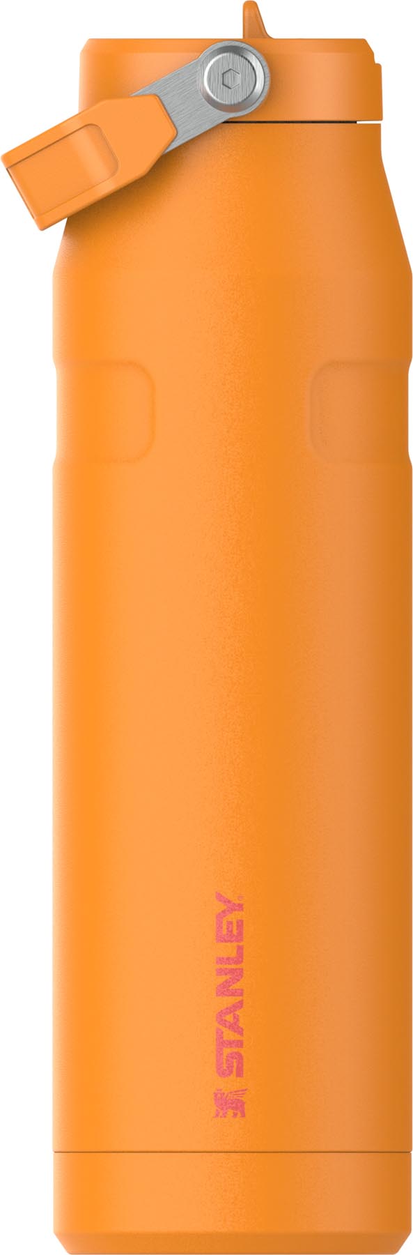 Stylische Stanley Thermosflasche IceFlow Flip Straw in goldenrod coral, 1.06l, ideal für unterwegs und hält Getränke frisch.