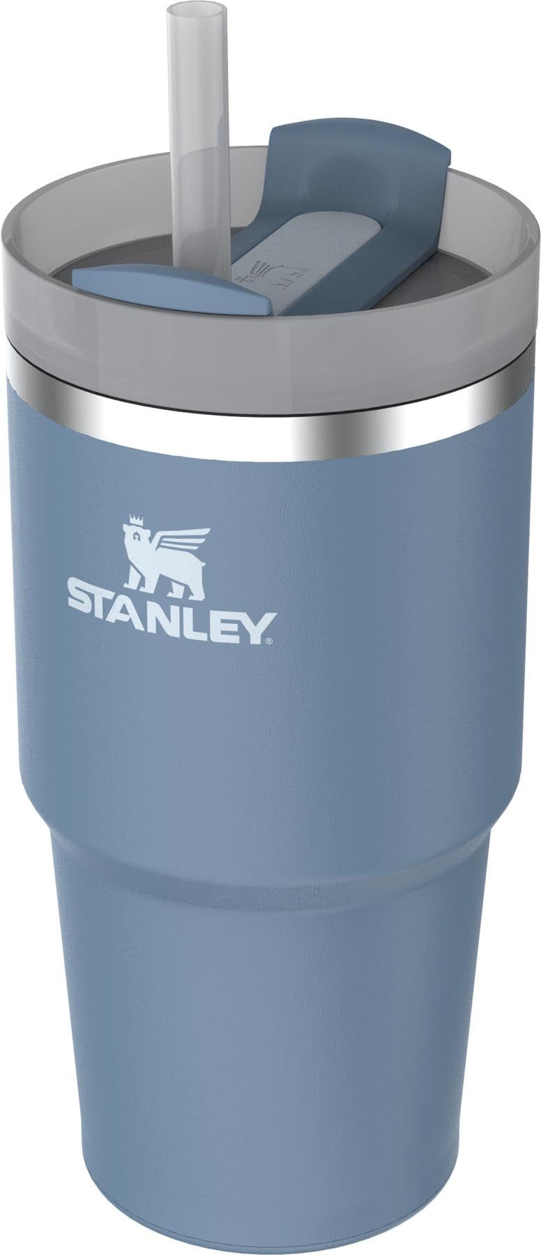 Stylische Thermosflasche Quencher FlowState 0.6l in Indigo von Stanley, ideal für kalte und heiße Getränke unterwegs.