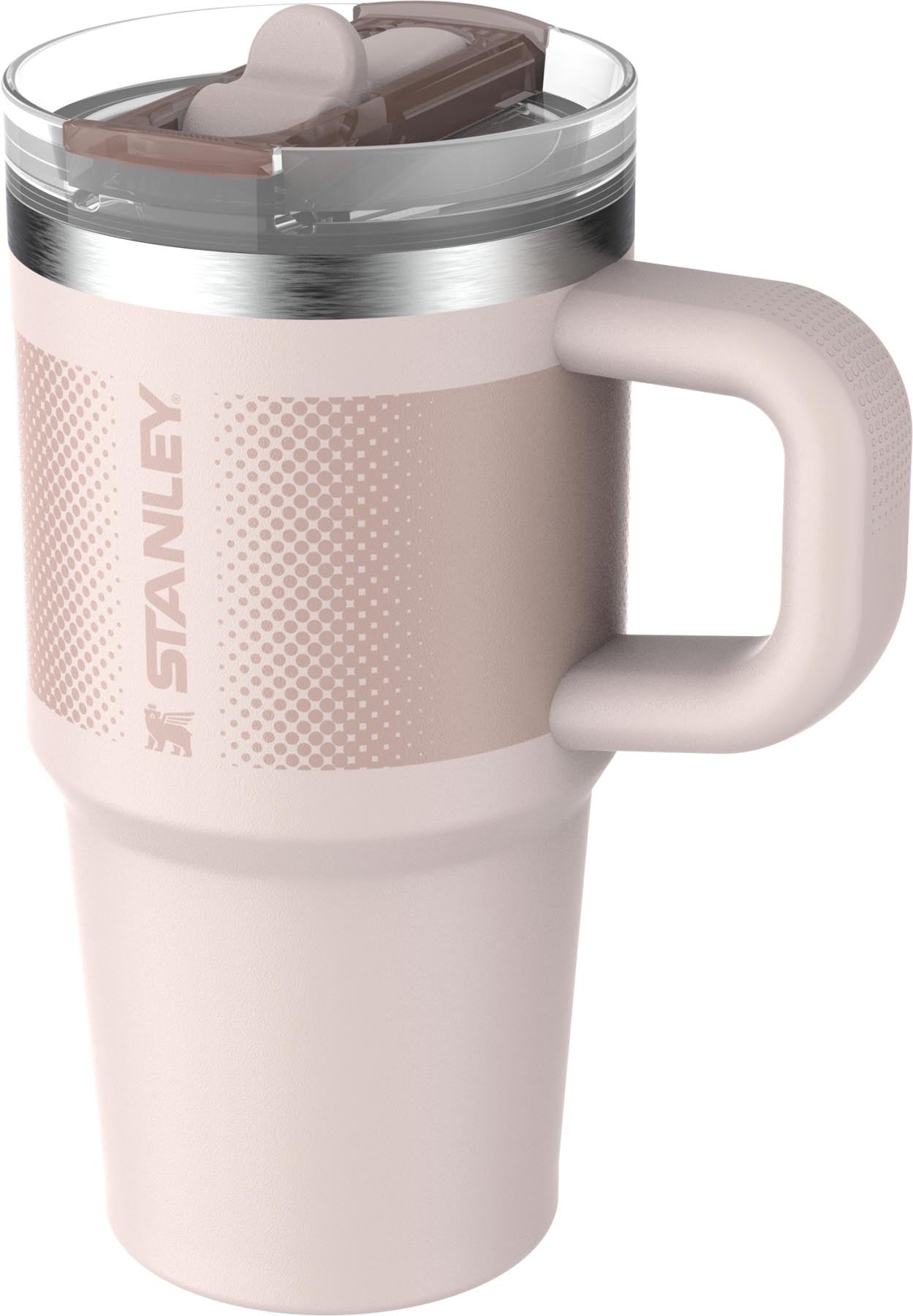 Stylische Thermosflasche Quencher ProTour mit Flip Straw in sanftem Rosé-Quartz-Farbverlauf, ideal für unterwegs und umweltfreundlich.