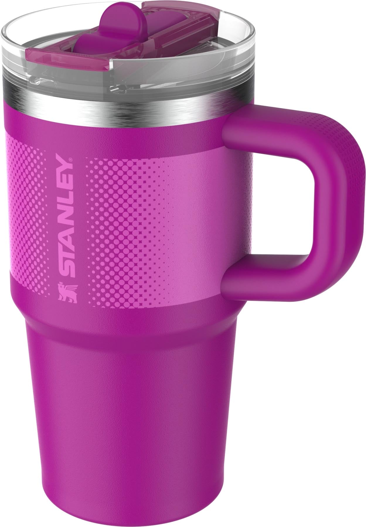 Stylische Thermosflasche Quencher ProTour mit Flip Straw in violettem Farbverlauf, ideal für unterwegs und perfekt für kalte Getränke.