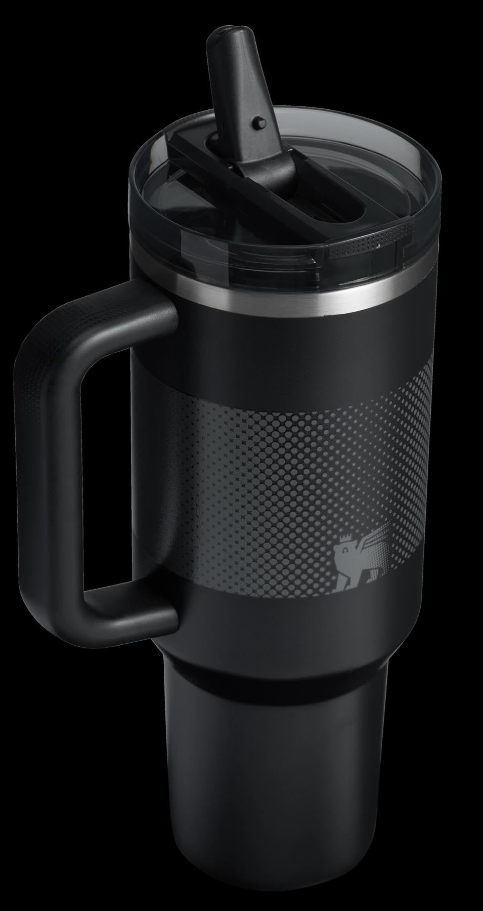 Stylische Stanley Thermosflasche Quencher ProTour mit Flip Straw, 1.18l, in elegantem Schwarz mit Farbverlauf, ideal für unterwegs.