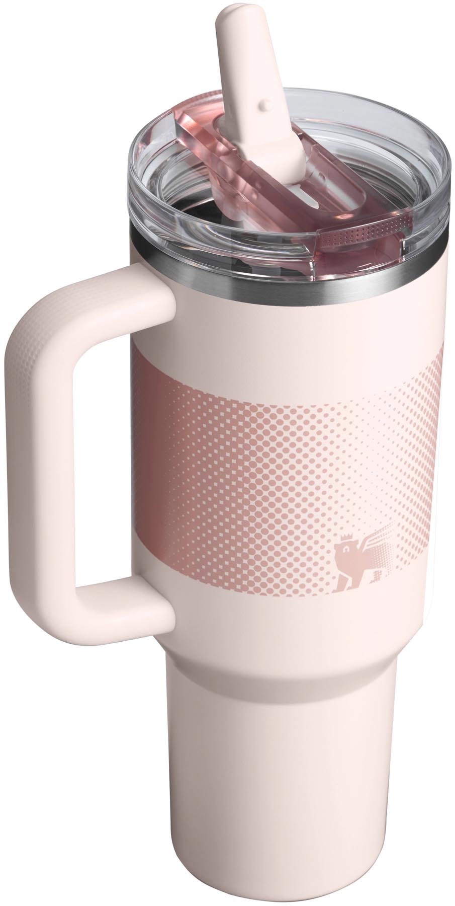 Stylische Thermosflasche Quencher ProTour mit Flip Straw in sanftem Rosé-Quartz-Fade, ideal für unterwegs und umweltfreundlich.