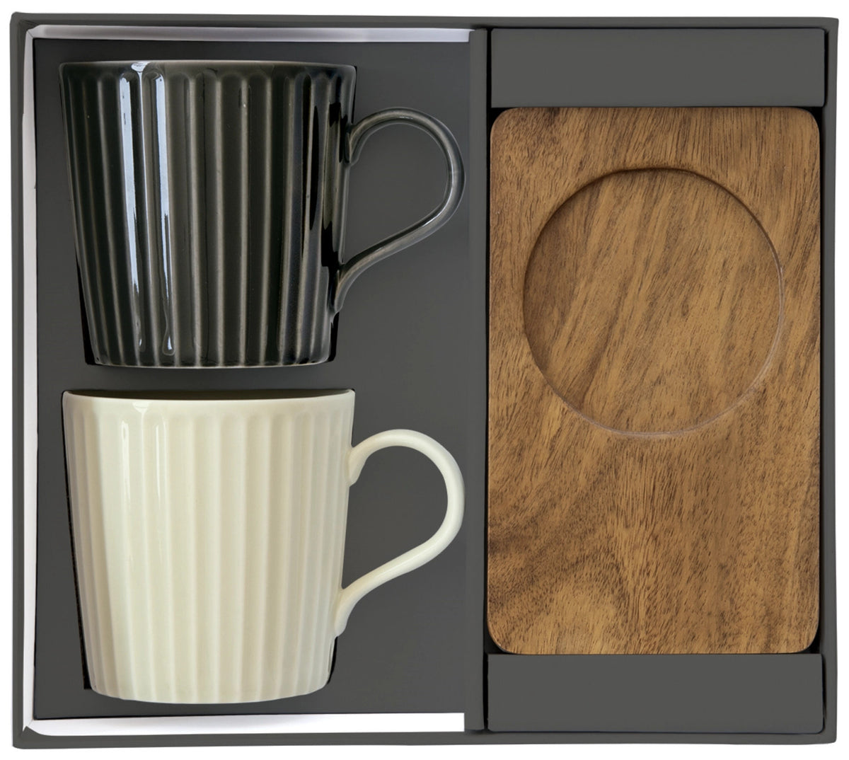 2er Set Take a Break Kaffeetasse 380ml mit Akazienunters. in Mehrfarbig präsentiert im Onlineshop von KAQTU Design AG. Tasse ist von Easy Life