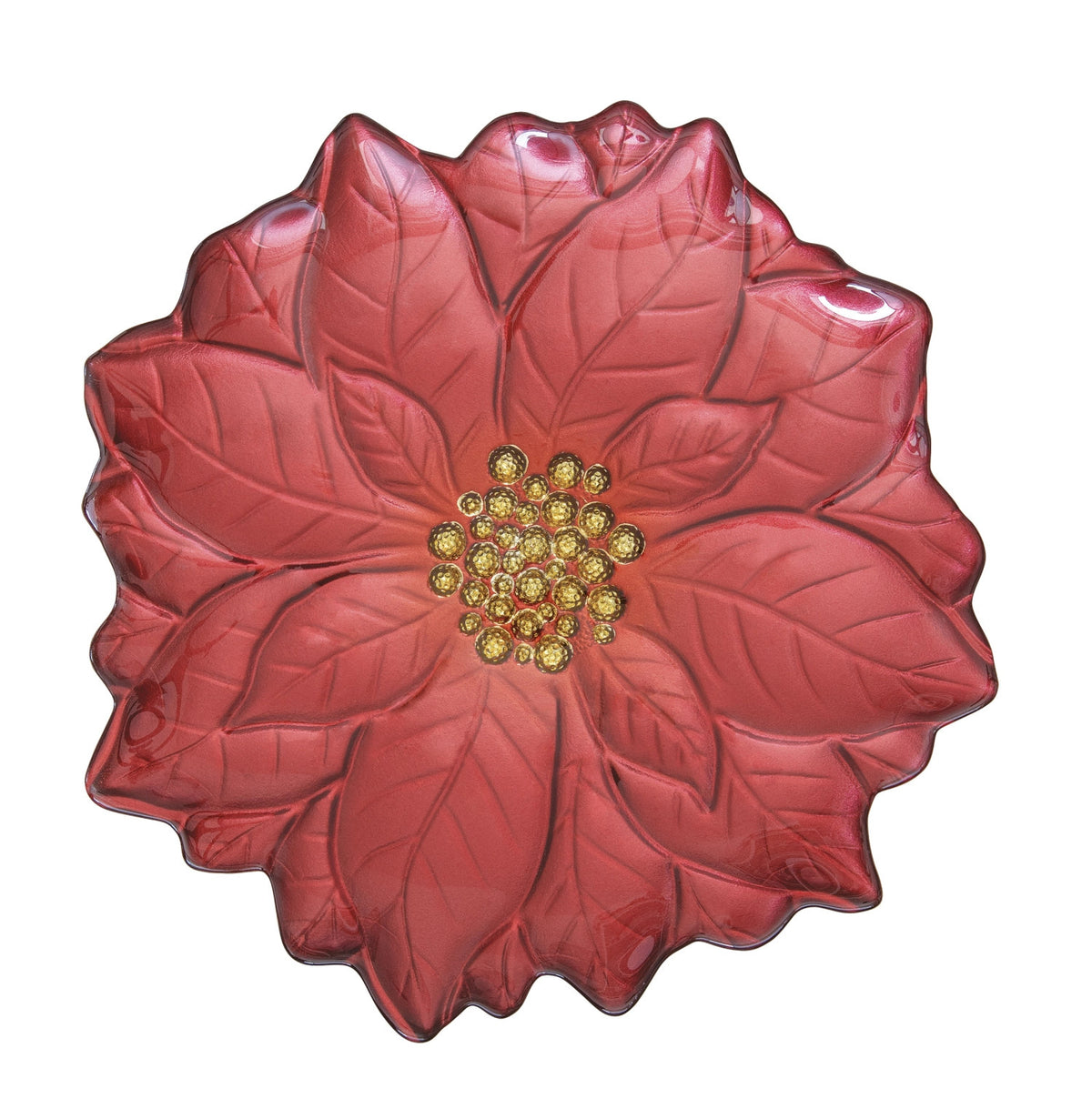 Glasteller in Geschenkkarton Christrose D31cm rot in Rot präsentiert im Onlineshop von KAQTU Design AG. Teller ist von Easy Life